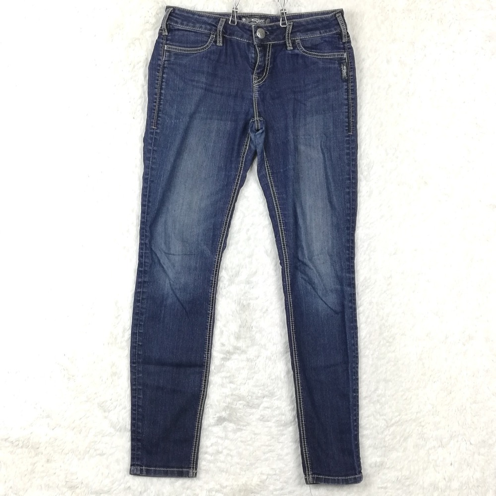 Silver Jeans Womens Suki Jegging Blue Denim Stone Wash Low Rise Whiskering 29‎